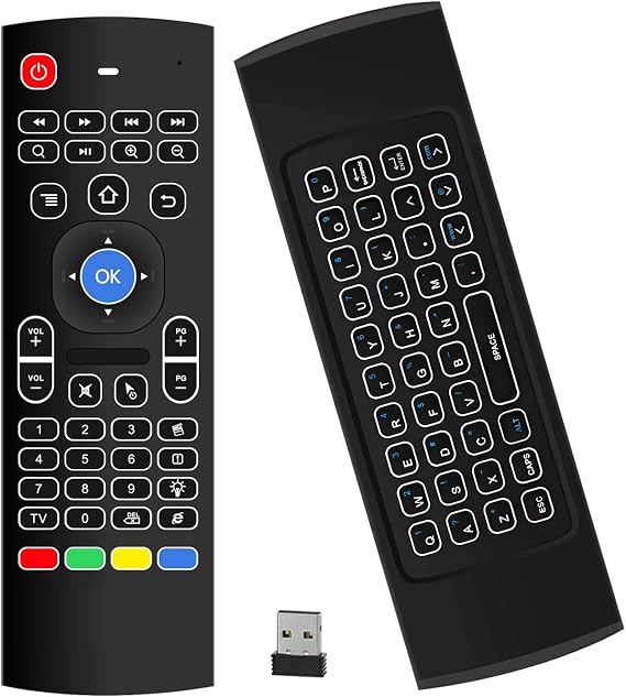 Air Mouse,MX3 Pro Backlit Mini Keyboard Remote Control,Mini Wireless Keyboard & IR Learning Air Mouse Remote,Compatible for Raspberry Pi, Android TV Box, Projector,HTPC, Window, Mac OS