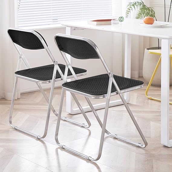 4 Pack Folding Chairs, Foldable Chair with Breathable Mesh Seat and Sturdy Metal Frame Capacity for Indoor Or Outdoor