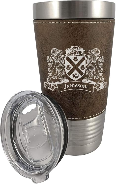 Jameson Irish Coat of Arms Leather Travel Mug