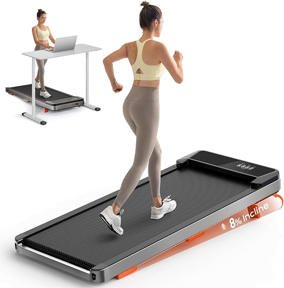 TREAFLOW Walking Pad with Incline, Under Desk Treadmills for Home