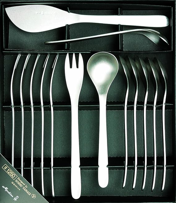 Yanagi Sori Stainless Steel Cutlery Set 14pcs Fruit 14pcs Tsubame Sanjo Dishwasher Safe Sugar Ladle x 1, Butter Knife x 1, Teaspoon x 6, Cake Fork x 6 Simple form cutlery pursuing ease of use Refined