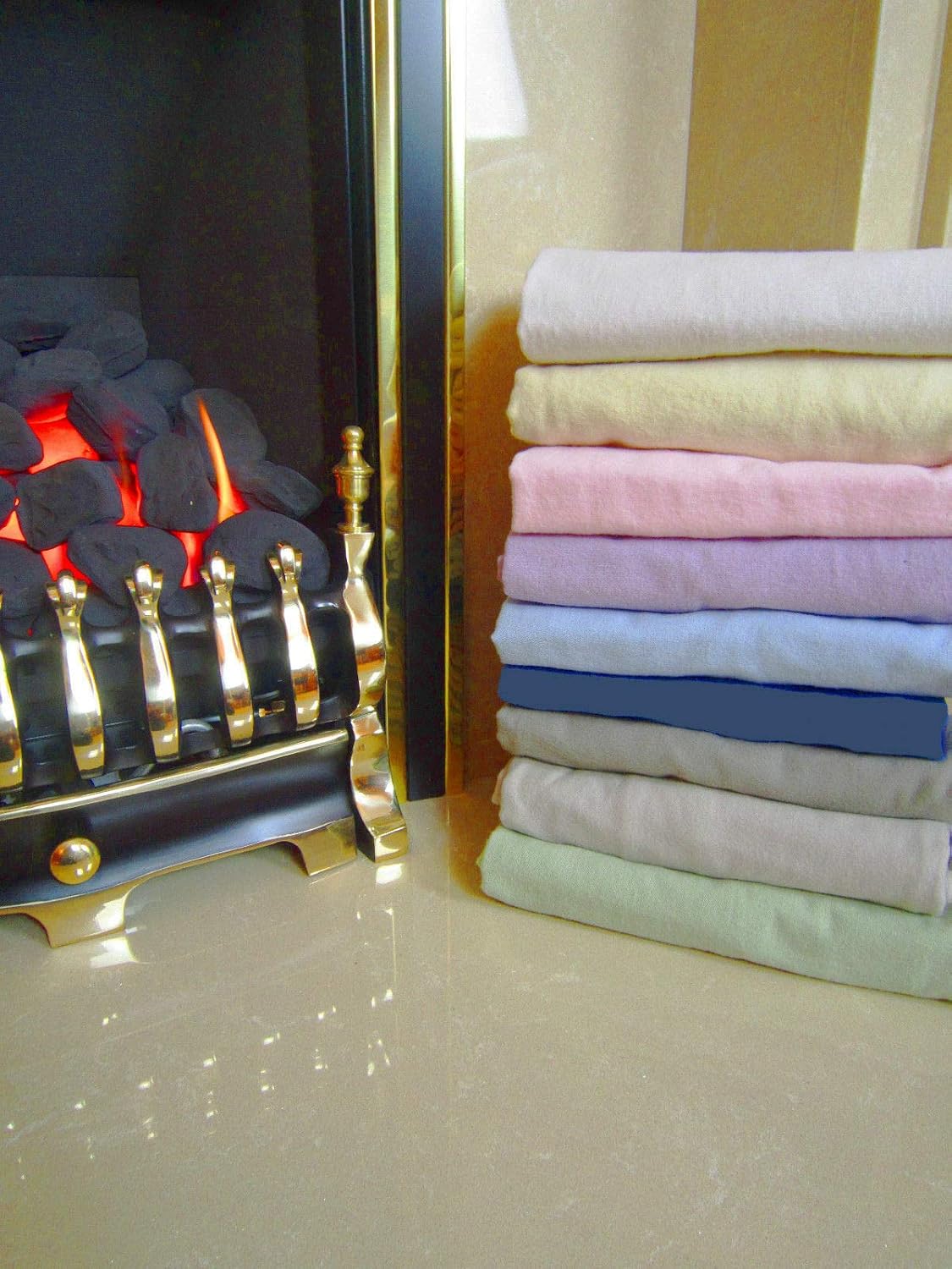Ambiance King Size 18" Deep Box Flannelette Fitted Sheet Grey 100% Brushed Cotton Soft Feel