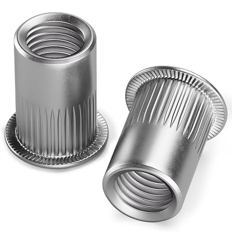60PCS M5 Flat Head Rivet Nuts, Stainless Steel | Silver threaded insert nutserts. For metal sheets, electrical appliances and industrial products