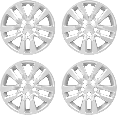 Wheel Hubcaps Compatible with Nissan Altima 2013-2018 16-inch Wheel Covers Black Set of 4Pcs Silver