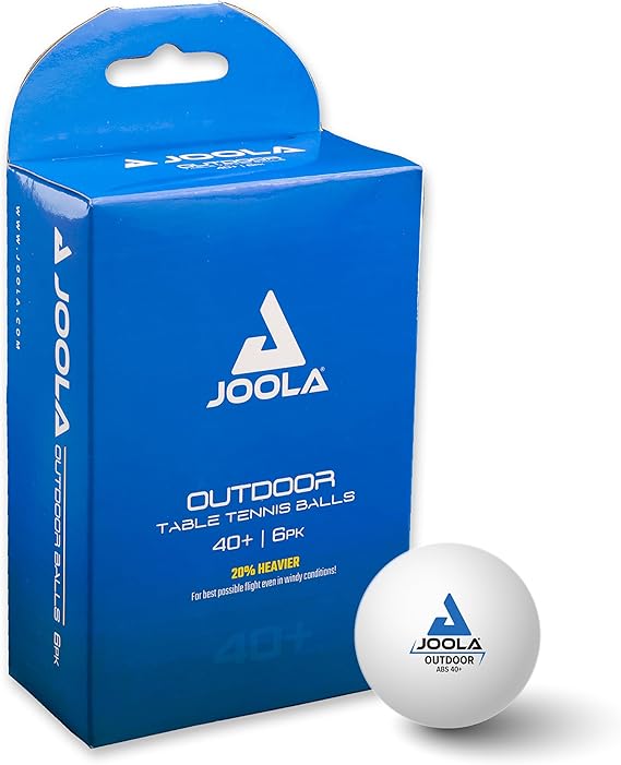 JOOLA Outdoor Table Tennis Balls - 6 Pack of 40mm Regulation Size Ping Pong Balls for Training and Recreational Play - Fun as a Cat Toy - Indoor and Outdoor Compatible- White