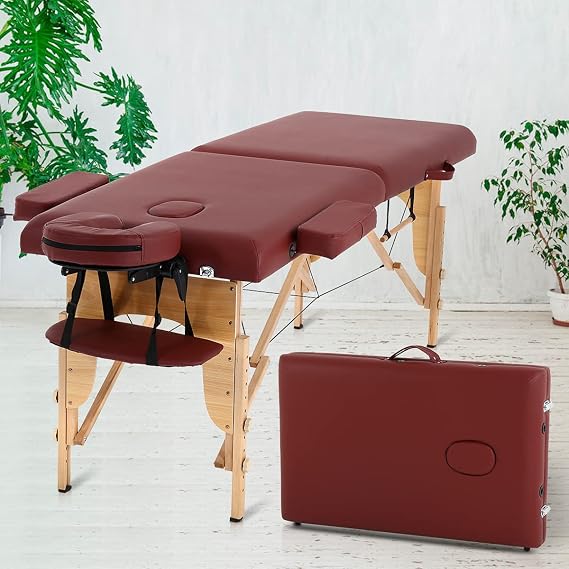 Massage Bed Portable Massage Table Spa bed Professional Lash Bed 73 Inch Adjustable 2 Folding Treatment Table W/Face Cradle Carry Case Spa Table for Salon Beauty Treatment Tattoo Household
