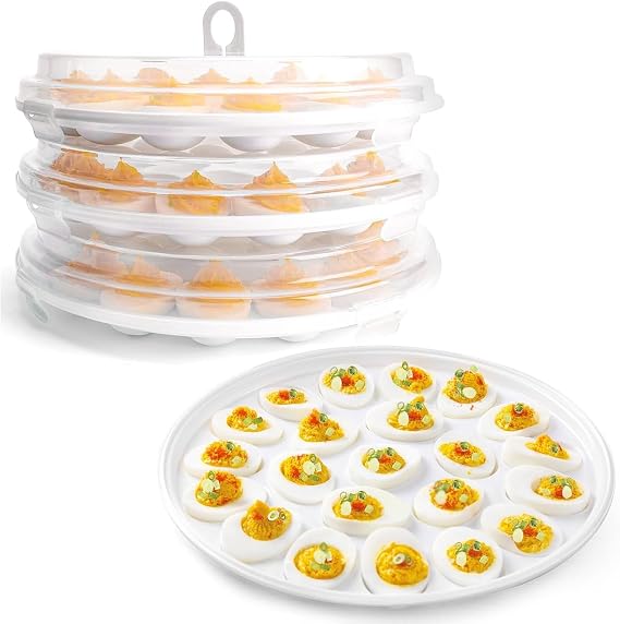 HANSGO Deviled Egg Containers with Lid, 3 PCS Deviled Egg Platter Carrier