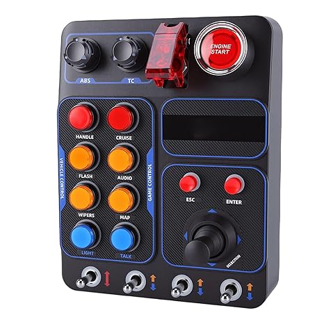XUMIUZIY Gaming B utton Box - Simulation Driving Control with 19 Buttons (9 Types), PC Racing Simulator Instrument Center Controller with 30 Programmable Buttons and RGB Backlight
