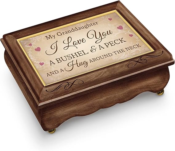 The Bradford Exchange Granddaughter, I Love You A Bushel and A Peck Handcrafted Wooden Music Box