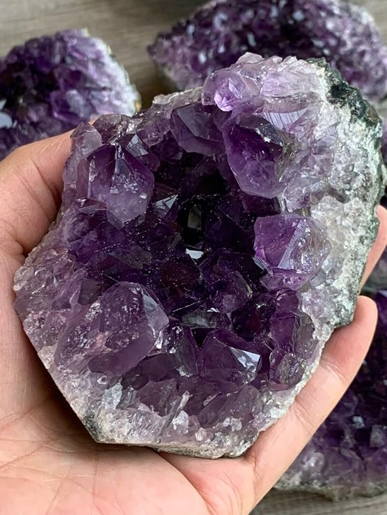 GAF TREASURES Deep Purple Amethyst Cluster, Natural Amethyst Geode, Amethyst Druze, Raw Amethyst Crystal (0.25-0.5 lb)