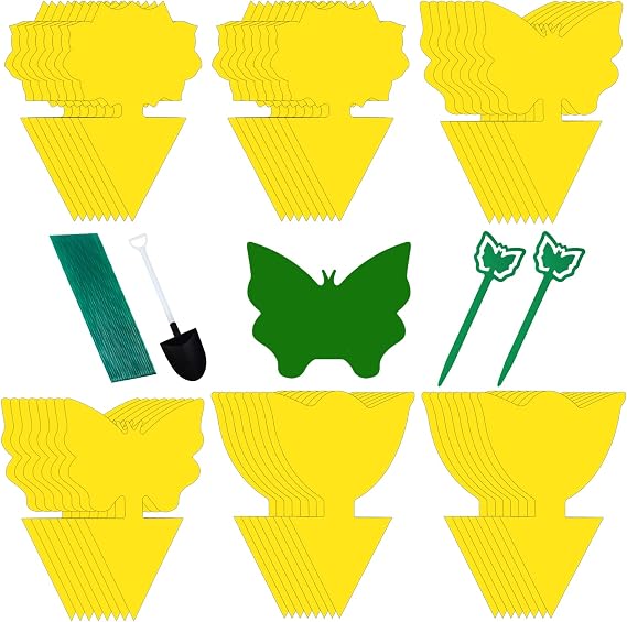 48 Pack Fruit Fly Trap for Indoor, Gnat Traps for House Indoor, Fungus Gnat Killer Sticky Traps for plants, Mosquitoes, Flying Insects