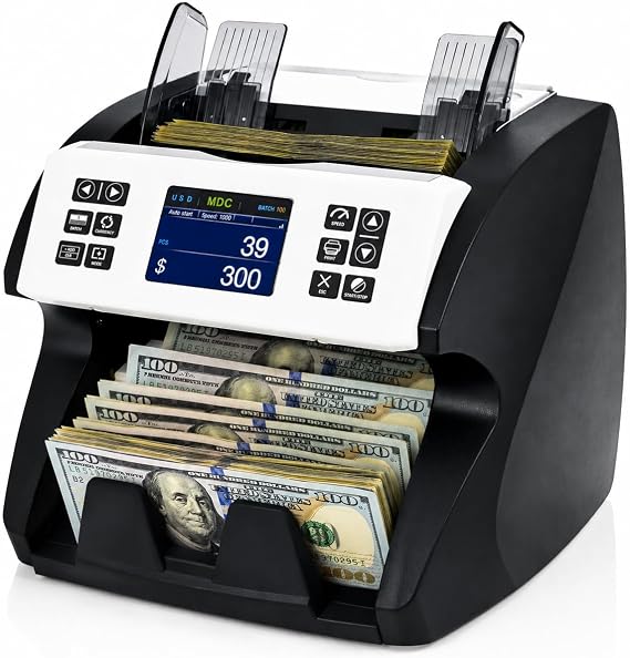 MA-180S Bill Counter Machine - Mixed Denomination Money Counter with Value Count, CIS Sensor, Serial Number Recognition, UV/MG/IR Counterfeit Detection, Bank-Grade Currency Counter for Business