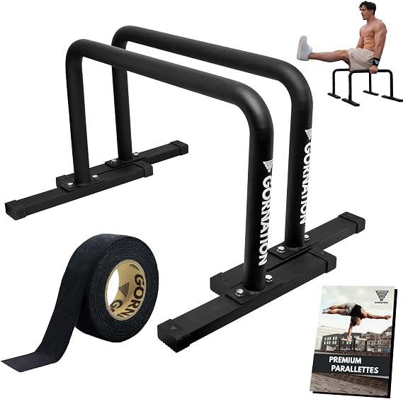 GORNATION Metal Parallettes for Calisthenics, Non-Slip Push Up Bars, Handstand Bars for Fitness, Gymnastics, Outdoor Training, L-Sits, Home Workout Equipment, Push Up Stands