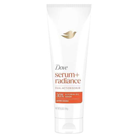 Dove Radiance Body Scrub with 30% GlycerinOil Serum & Jojoba Oil, 8.5 OZ