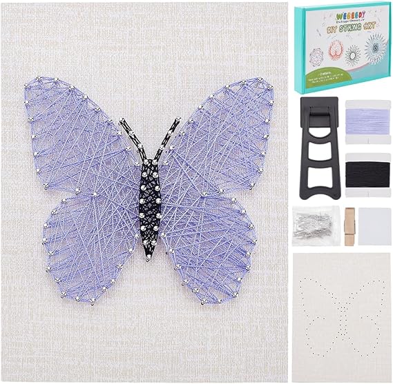 WEBEEDY DIY Butterfly String Art Kit for Beginner 3D Animal String Art Crafts Kit for Adults,Nail Arts Crafts Kit with Instruction and All Supplies,Home Wall Decorations Unique Women Gift