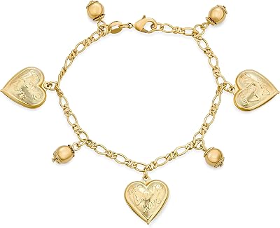 Bling Jewelry Multi Nautical Dolphin Heart Dangle Ball Charms Anklet Anchor Link Figaro Chain Ankle or Bracelet For Women Teens 18K Gold Plated Brass Adjustable 5-10 Inch