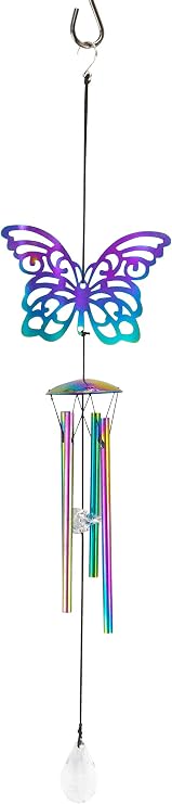 Red Carpet Studios 10371 Iridescent Shadow Wind Chime, Small, Purple Butterfly