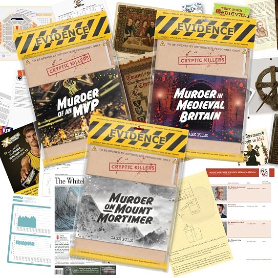 Cryptic Killers Bundle #5 - Unsolved Murder Mystery Game - Cold Case File Investigation - Detective Clues/Evidence - Solve The Crime - Individuals, Date Nights & Party Groups - 3 Pack
