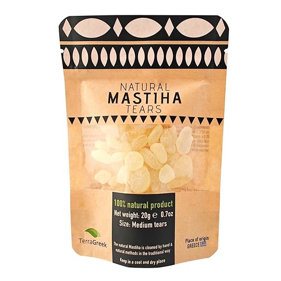 Chios Mastiha Tears Gum Greek 100% Natural Mastic Packs From Mastic Growers Fresh (20gr Medium Tears)