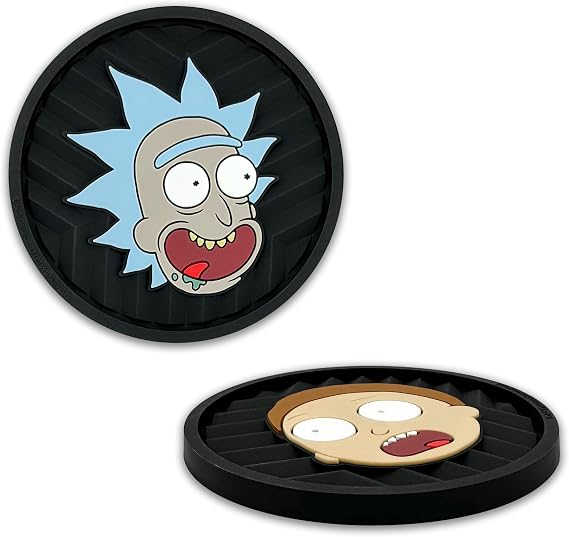 Officially Licensed Rick & Morty Automotive 3D Textured Silicone Coasters (2.75" Diameter) | Universal Fit for All Cars, Trucks, SUVs & More | Non-Slip Durable | Set of 2