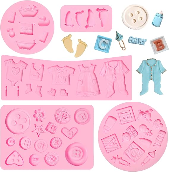 Baby Shower Silicone Fondant Molds Set for Chocolate Candy