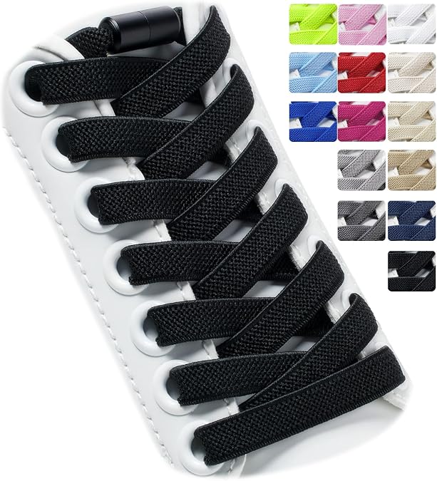 2 Pairs Elastic Shoe Laces for Trainers, 8mm Shoelace