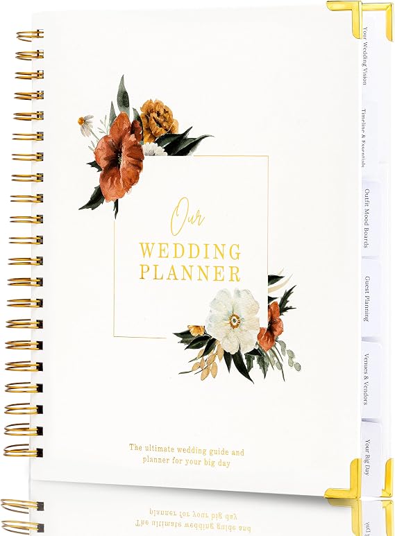 Timeless Premium Wedding Planner Book and Organizer Wedding Planning Book, Comprehensive Keepsake & Countdown Binder, Perfect Engagement Gift for Women, 11" x 9" (Bloom)