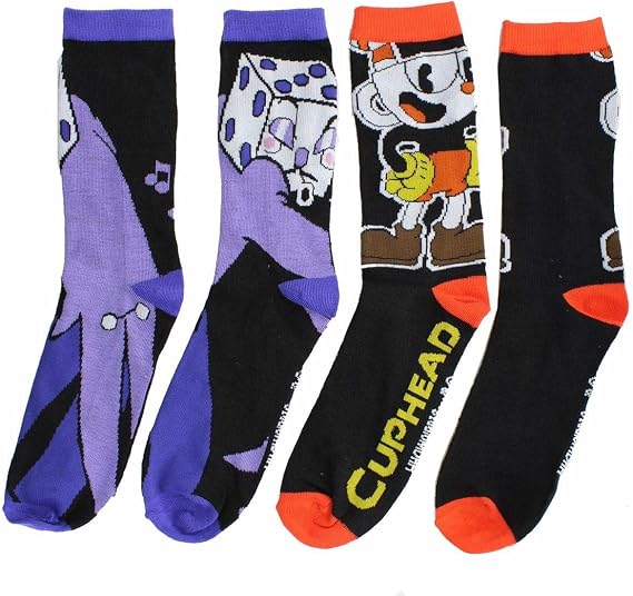 Cuphead Men's Crew Sock 2-Pack - Cuphead & King Dice