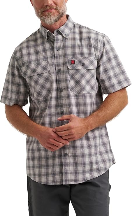 Wrangler Men's Short Sleeve Foreman Plaid Work Shirt