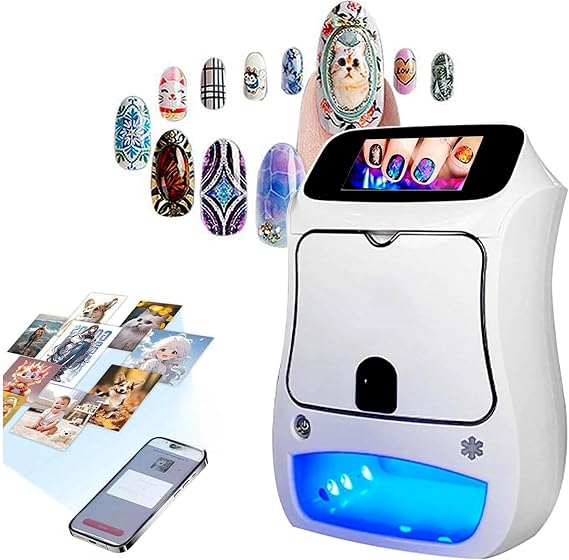 Portable Digital Nail Art Printer, Nail Color Printer, 3D Nail Painting Machine, Can Be Connected by Mobile Phone, DIY Image,Nail Printer,Nail Printer Machine,Nail Printer Nail Art Machine