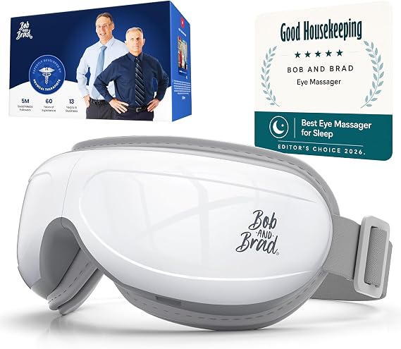 BOB AND BRAD Eye Massager with Heat FSA Eligible HSA, Birthday Gifts for Women Men Mom, Heated Eye Mask for Migraines with Music, Smart Migraine Massager for Dry Eyes Relief & Improve Sleep