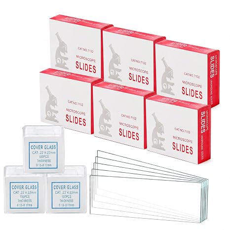 ZENFUN 300 Pcs Microscope Slides and Covers, Blank Glass Slides for Microscope Set - 300 Slides, 300 Coverslips, for Microscopy Experiments and Analysis, Education