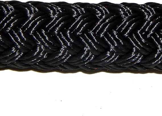 CBKnot Samson EQ Braid Double Braid Polyester Yacht Rope 1/2" 8,300 lb. Tensile Colors: Blue, Black, Beige, Beige/White, Black with Blue Tracer, Pink and Purple (Black, 1/2" x 25 ft. Hank)