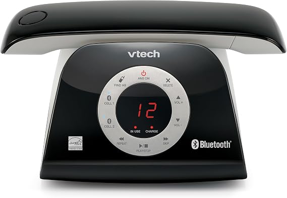 VTech VS122 DECT 6.0 Retro Design Cordless Phone with Answering System, Smart Call Blocker and Bluetooth Connect to Cell Full-Duplex Speakerphone Landline Phone for Home Office