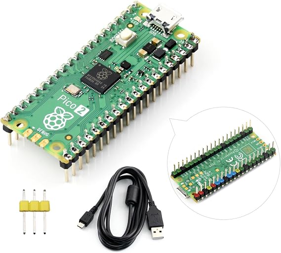 Waveshare Raspberry-Pi-Pico-2-CC, Compatible with Raspberry Pi Pico 2 Microcontroller Board, Based On Official RP2350 Chip, Dual-Core & Dual-Architecture Design, 3 Items