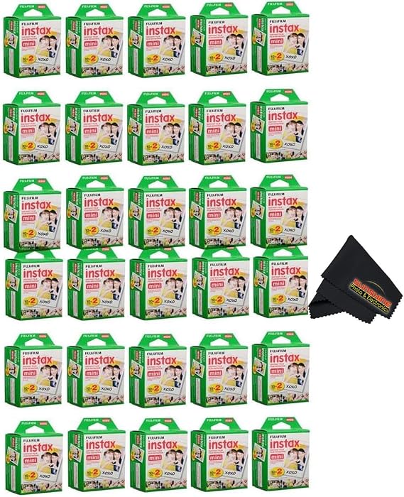 Fujifilm Instax Mini Instant Camera Film for Mini Instant Cameras - Capture Memories Anytime, Anywhere with Sunshine Photo Microfiber Cleaning Cloth... (30 Pack (600 Sheets Total))