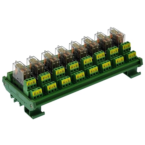 DIN Rail Mount AC/DC Control DPDT 5Amp Pluggable Power Relay Interface Module (AC/DC 5V, 8 Relay)