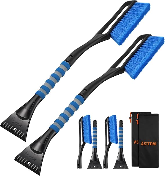 AstroAI 27" Snow Brush & Ice Scraper for Car Windshield Snow Remove, 2 Pack