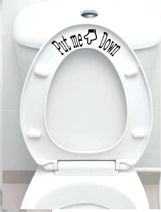 Bathroom Toilet seat Cover Sticker Decal - Put me Down Plus Good Job thumbsup Set - Funny Fun Home Decor