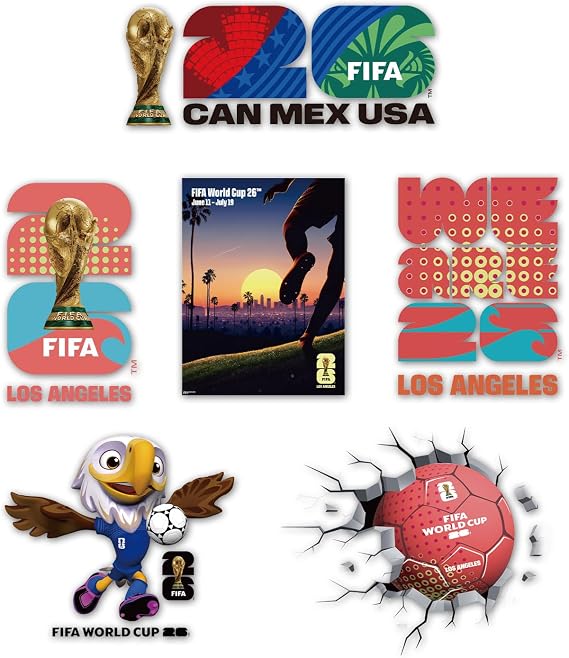 FIFA World Cup 26TM Car Stickers, Official Licensed Product, New York New Jersey Theme, Mascot and Trophy Design (Host City, Los Angeles)