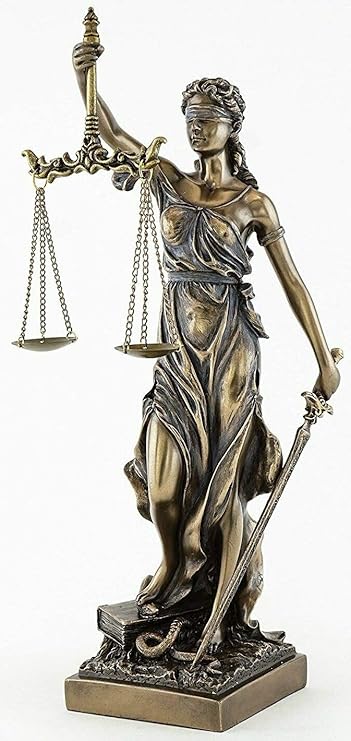 JFSM INC. Blind Lady Justice Statue Sculpture - Greek Roman Goddess of Justice