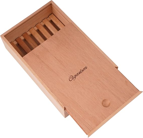 Spanish Cedar Fermentation Cigar Humidor Box, Fit Cigar Cabinet, Natural Solid Wood (10-Count)