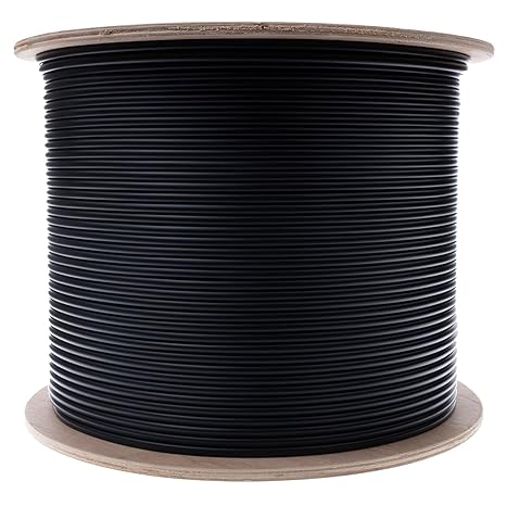 CableWholesale 6 Strand Fiber Optic Cable, Multimode, Black, 1000ft Spool