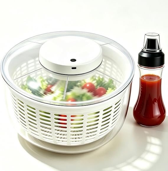Electric Salad Spinner Large 6L, USB Rechargeable Lettuce spinner