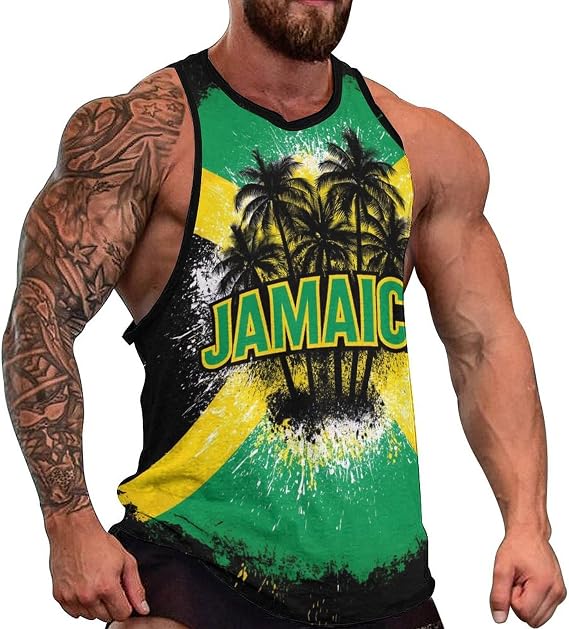 joo meryer Jamaica Flag Tank Top for Men Jamaican Sleeveless Muscle T-Shirt