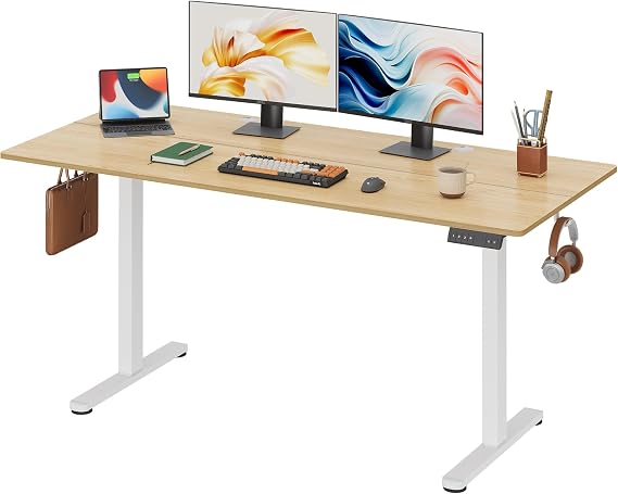DEVAISE 63 Inch Standing Desk with Split Top, Computer Desk, Maple