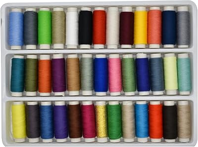Maydahui Sewing Thread Assorted Spools 39 Color Kit for Sewing Machine Polyester 402 200 Yards Each  30 PCS Sewing Needles  1 PCS Soft Measuring Tape  2 PCS Needle-threaders Pack of 72