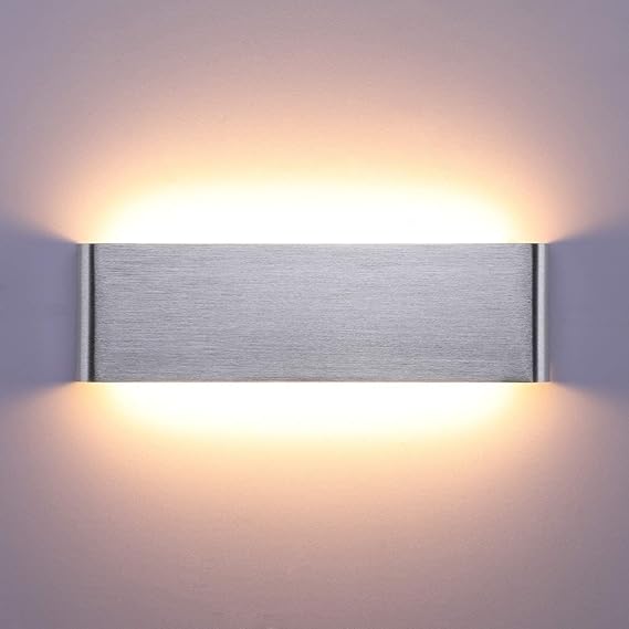 16W LED Wall Lamp Indoor with Up Down Light IP44 Pure Aluminum Modern Wall Sconce Silve e for Bedroom Corridor Living Room Staircase etc Warm White [Energy Class E]