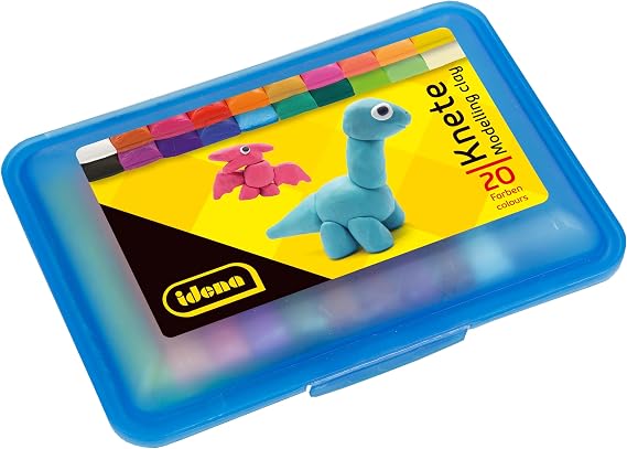 Idena - Knetebox mit 20 Stangen bunter Knete in blauer Aufbewahrungsbox lustiger Knetspaß für Kinder Blau