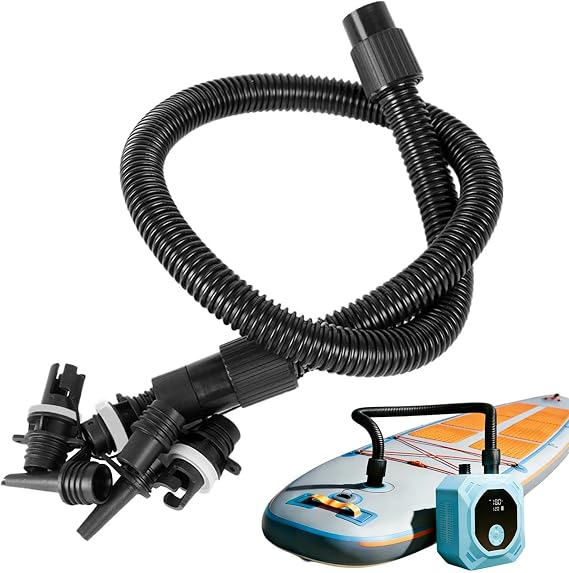 Paddle Board Pump Adapter Set - Inflatable Inflator Attachment, Universal Converter Hose Kit with Multiple Nozzles, Rapid Connection Tool, Connector Accessory for Surfboard Raft Kayak